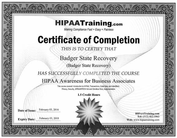 2016-hippa-certification-badger-state-recovery